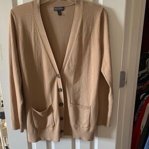 The Limited Camel Button-Up Cardigan with Pockets